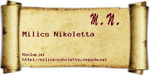 Milics Nikoletta névjegykártya